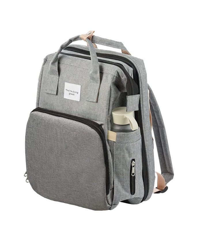 Baby Diaper Bag with Expandible Changing Station – Gray